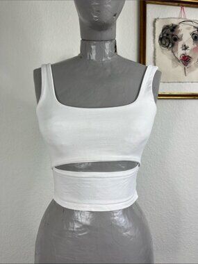 Adika White Scoop Neck Cut Out Tank Top